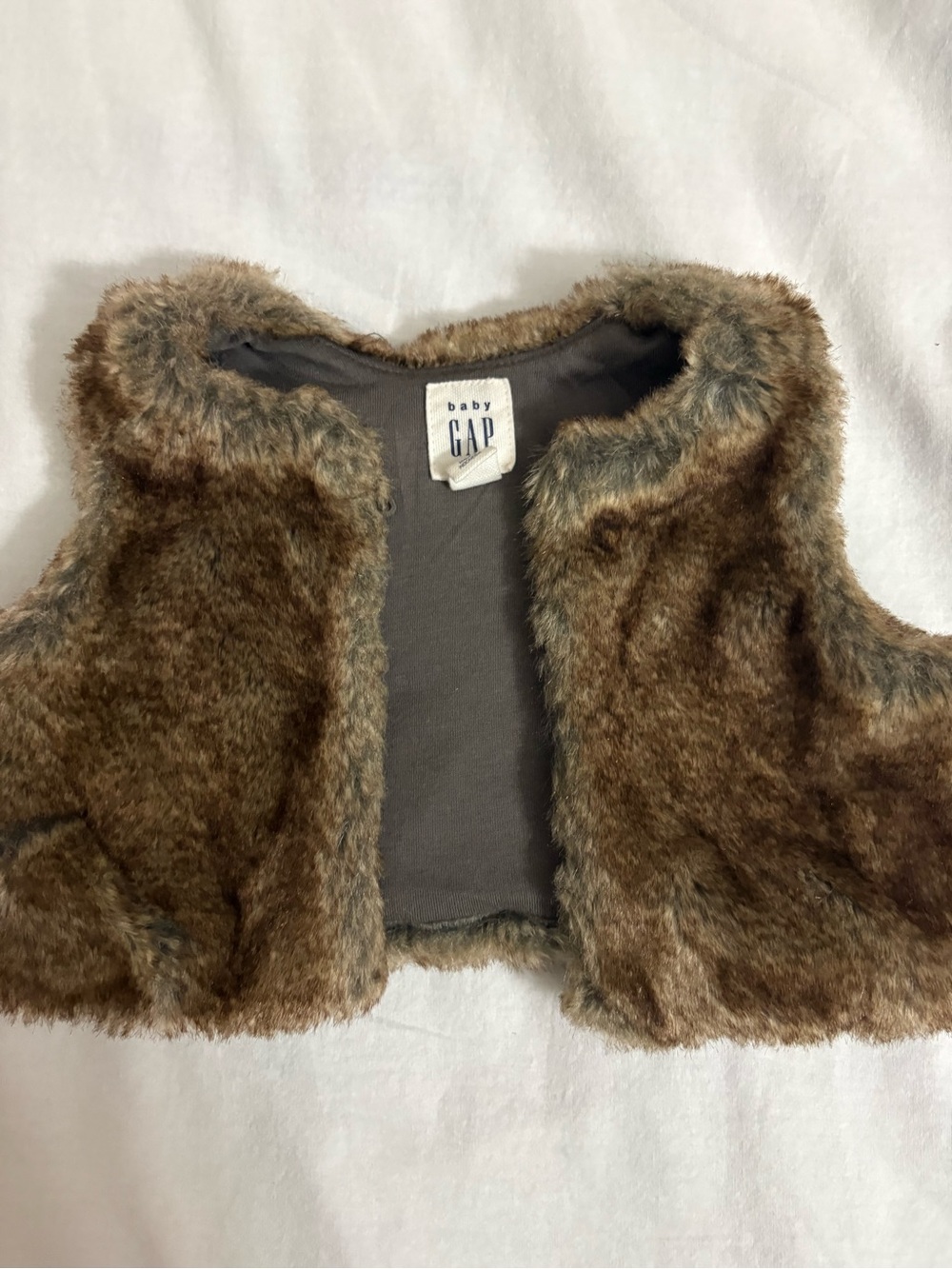 Baby GAP Faux Fur Brown Vest - 0-6 months